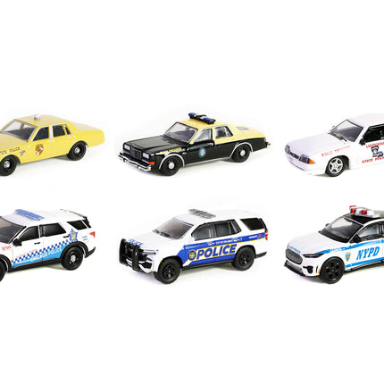 "Hot Pursuit" Set of 6 Police Cars Series 45 1/64 Diecast Model Cars by Greenlight