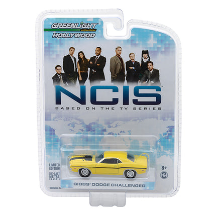 1970 Dodge Challenger R/T (Gibbs') Yellow with Black Stripes "NCIS" (2003) TV Series "Hollywood" Series 1/64 Diecast Model Car by Greenlight