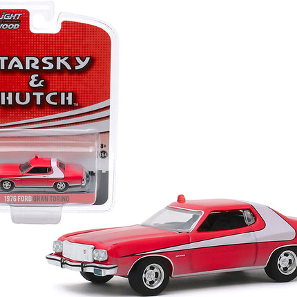 1976 Ford Gran Torino Red with White Stripe (Dirty Version) "Starsky and Hutch" (1975-1979) TV Series "Hollywood Special Edition" 1/64 Diecast Model Car by Greenlight