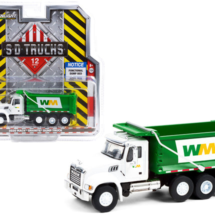 2020 Mack Granite Dump Truck White and Green "Waste Management" "S.D. Trucks" Series 12 1/64 Diecast Model by Greenlight