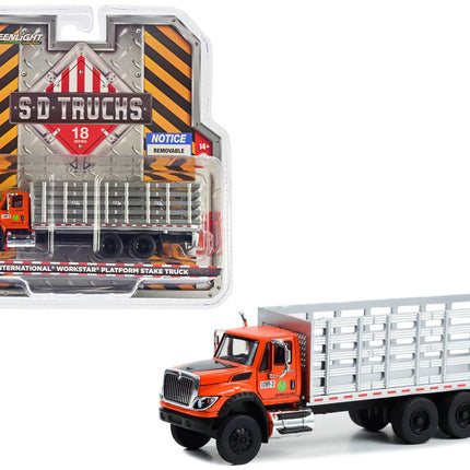 2017 International WorkStar Platform Stake Truck Orange "Garden State Parkway Authority" "S.D. Trucks" Series 18 1/64 Diecast Model Car by Greenlight