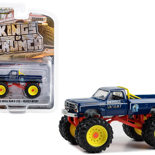 1986 Dodge Ram D-250 Monster Truck Dark Blue "Deadly Intent" "Kings of Crunch" Series 13 1/64 Diecast Model Car by Greenlight