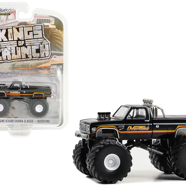 1985 GMC K3500 Sierra Classic Monster Truck Black "Overtime" "Kings of Crunch" Series 14 1/64 Diecast Model Car by Greenlight