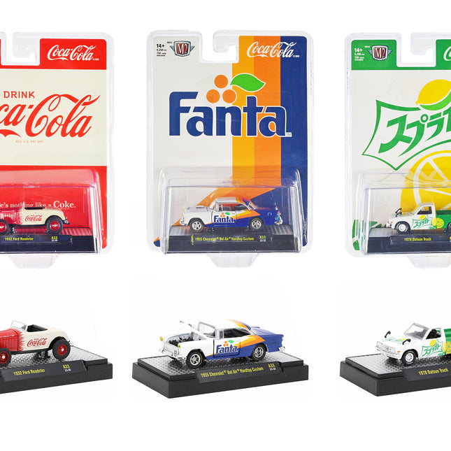 "Sodas" Set of 3 pieces Release 33 Limited Edition to 9250 pieces Worldwide 1/64 Diecast Model Car by M2 Machines