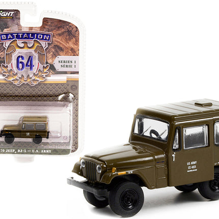 1970 Jeep DJ-5 Dark Olive Green U.S. Army "Battalion 64" Release 1 1/64 Diecast Model Car by Greenlight