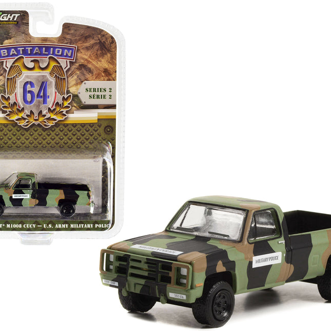 1985 Chevrolet M1008 CUCV Pickup Truck Camouflage "U.S. Army Military Police" "Battalion 64" Release 2 1/64 Diecast Model Car by Greenlight