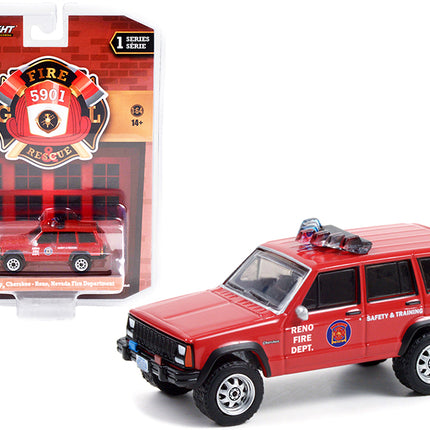 1990 Jeep Cherokee Red "Reno Fire Department" (Nevada) "Fire & Rescue" Series 1 1/64 Diecast Model Car by Greenlight