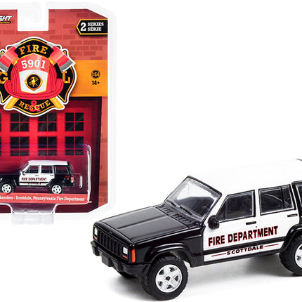 2000 Jeep Cherokee Black and White "Scottdale Fire Department" (Pennsylvania) "Fire & Rescue" Series 2 1/64 Diecast Model Car by Greenlight