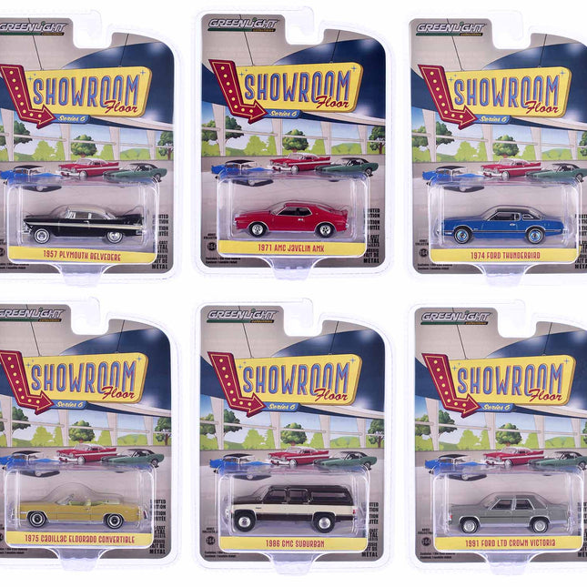 "Showroom Floor" Set of 6 Cars Series 6 1/64 Diecast Model Cars by Greenlight