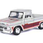 1966 Chevrolet C10 Fleetside Pickup Truck Silver Metallic with Brown Sides 