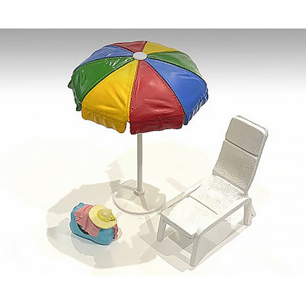 "Beach Girls" Accessories (Beach Chair and Beach Umbrella and Duffle Bag) for 1/18 Scale Models by American Diorama