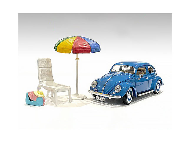 "Beach Girls" Accessories (Beach Chair and Beach Umbrella and Duffle Bag) for 1/24 Scale Models by American Diorama