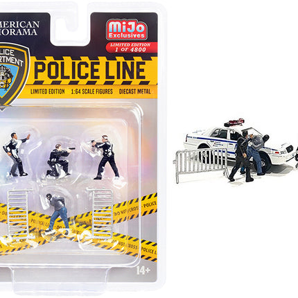 "Police Line" 6 piece Diecast Set (4 Figurines and 2 Accessories) Limited Edition to 4800 pieces Worldwide for 1/64 Scale Models by American Diorama