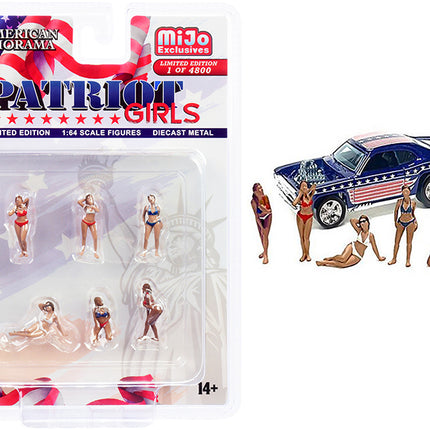 "Patriot Girls" 6 piece Diecast Figurines Set Limited Edition to 4800 pieces Worldwide for 1/64 Scale Models by American Diorama