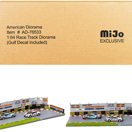 "Race Track Gulf Oil" Diorama with Decals for 1/64 Scale Models by American Diorama