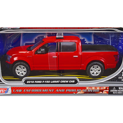 2019 Ford F-150 Lariat Crew Cab Pickup Truck Unmarked Fire Department Red "Law Enforcement and Public Service" Series 1/24 Diecast Model Car by Motormax