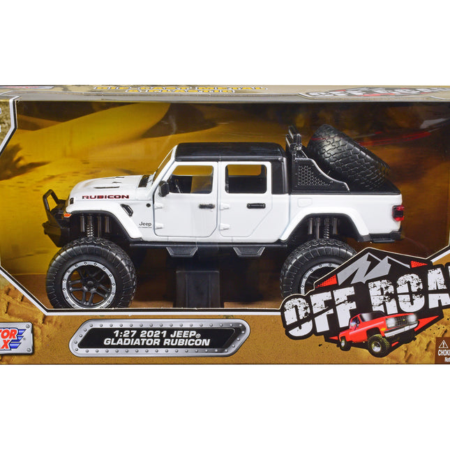 2021 Jeep Gladiator Rubicon Off-Road Pickup Truck White with Black Top "Off Road" Series 1/27 Diecast Model Car by Motormax