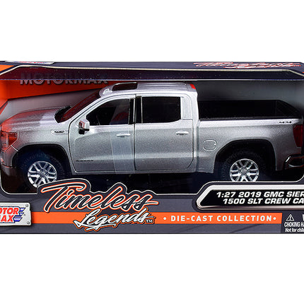 2019 GMC Sierra 1500 SLT Crew Cab Pickup Truck Silver Metallic 1/24-1/27 Diecast Model Car by Motormax