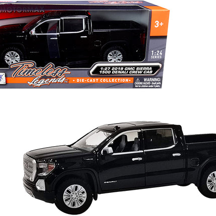 2019 GMC Sierra 1500 Denali Crew Cab Pickup Truck Black 1/24-1/27 Diecast Model Car by Motormax