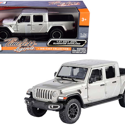 2021 Jeep Gladiator Overland (Closed Top) Pickup Truck Silver Metallic 1/24-1/27 Diecast Model Car by Motormax