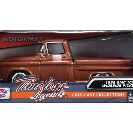 1958 GMC 100 Wideside Pickup Truck Brown Metallic "Timeless Legends" Series 1/24 Diecast Model Car by Motormax