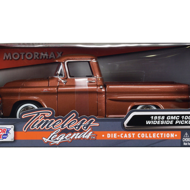 1958 GMC 100 Wideside Pickup Truck Brown Metallic "Timeless Legends" Series 1/24 Diecast Model Car by Motormax