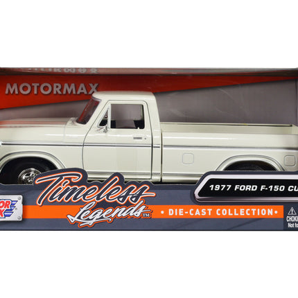 1977 Ford F-150 Custom Pickup Truck White "Timeless Legends" Series 1/24 Diecast Model Car by Motormax