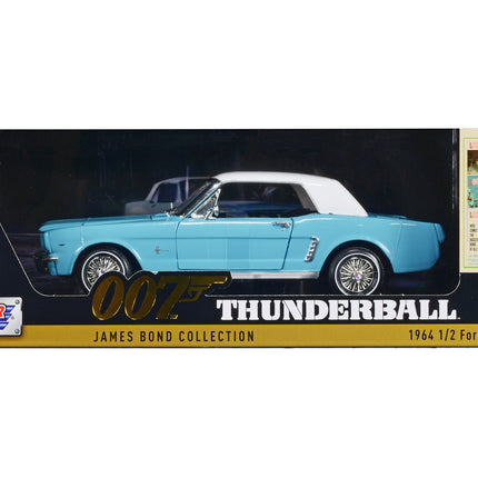 1964 1/2 Ford Mustang Light Blue with White Top James Bond 007 "Thunderball" (1965) Movie "James Bond Collection" Series 1/18 Diecast Model Car by Motormax