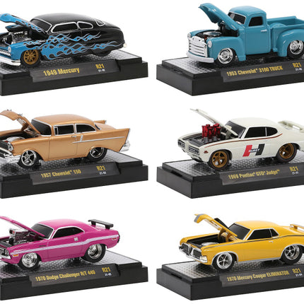 "Ground Pounders" 6 Cars Set Release 21 IN DISPLAY CASES 1/64 Diecast Model Cars by M2 Machines