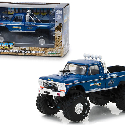 1974 Ford F-250 Ranger XLT Monster Truck Bigfoot #1 "The Original Monster Truck" Blue "Kings of Crunch" 1/43 Diecast Model Car by Greenlight