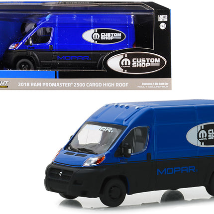 2018 RAM ProMaster 2500 Cargo Van High Roof Blue and Black "MOPAR Custom Shop" 1/43 Diecast Model Car by Greenlight