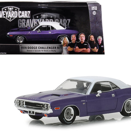 1970 Dodge Challenger R/T Purple with White Top "Graveyard Carz" (2012) TV Series (Season 5 - "Chally vs. Chally") 1/43 Diecast Model Car by Greenlight