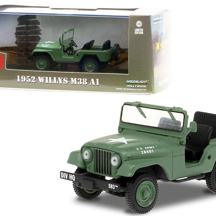 1952 Willys M38 A1 Army Green "MASH" (1972-1983) TV Series 1/43 Diecast Model Car by Greenlight