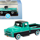 1957 Dodge D100 Sweptside Pickup Truck Turquoise and Jewel Black 1/87 (HO) Scale Diecast Model Car by Oxford Diecast