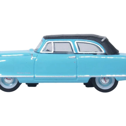 1950 Nash Rambler Custom Landau Convertible (Closed) Strato Blue with Black Top 1/87 (HO) Scale Diecast Model Car by Oxford Diecast