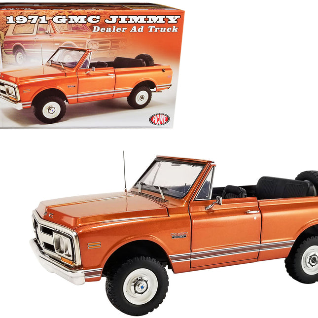 1971 GMC Jimmy Orange Metallic with White Top "Dealer Ad Truck" Limited Edition to 948 pieces Worldwide 1/18 Diecast Model Car by ACME