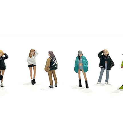 "Metro Girls" 6 piece Diecast Figure Set (6 Figures) Limited Edition to 2400 pieces Worldwide for 1/64 Scale Models by American Diorama