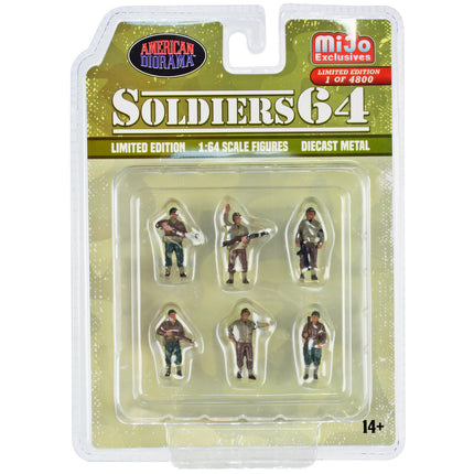 "Soldiers 64" 6 piece Diecast Set Military Figures Limited Edition to 4800 pieces Worldwide for 1/64 Scale Models by American Diorama