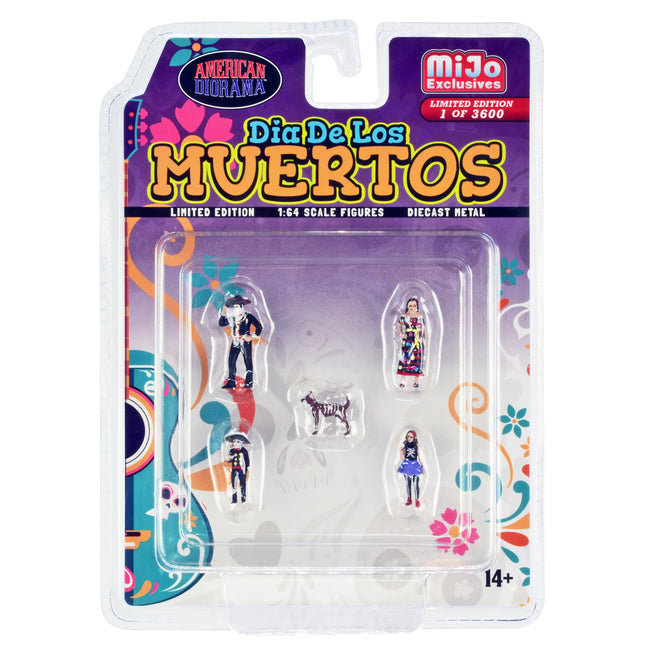 "Dia de los Muertos" 5 piece Diecast Set (2 Adults 2 Children 1 Dog Figures) Limited Edition to 3600 pieces Worldwide for 1/64 Scale Models by American Diorama