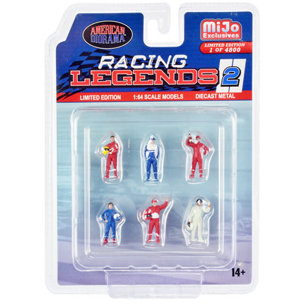 "Racing Legends 2" 6 piece Diecast Set (6 Driver Figures) Limited Edition to 4800 pieces Worldwide for 1/64 Scale Models by American Diorama