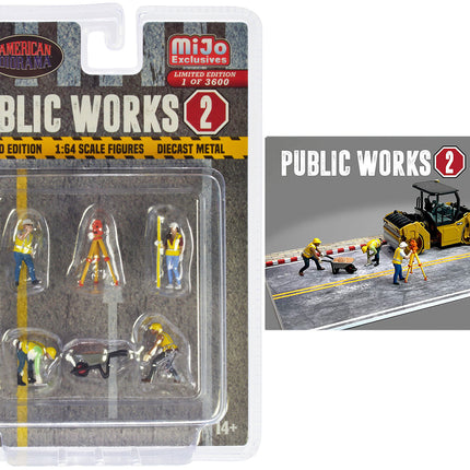 "Public Works 2" 6 piece Diecast Figure Set (4 Figures 1 camera 1 wheelbarrow) Limited Edition to 3600 pieces Worldwide for 1/64 scale models by American Diorama