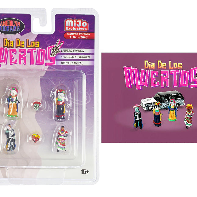 "Dia de los Muertos 2" 6 piece Diecast Set (4 Figures 2 Masks) Limited Edition to 3600 pieces Worldwide for 1/64 Scale Models by American Diorama