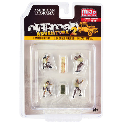 "Off-Road Adventure 2" 6 piece Diecast Set (4 Male Figurines and 2 Accessories) Limited Edition to 4800 pieces Worldwide for 1/64 Scale Models by American Diorama