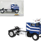 1950 Kenworth Bullnose Truck Tractor Blue with White Top and Stripes 1/87 (HO) Scale Model Car by Brekina