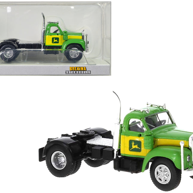 1953 B-61 Truck Tractor Green and Yellow "John Deere" 1/87 (HO) Scale Model Car by Brekina