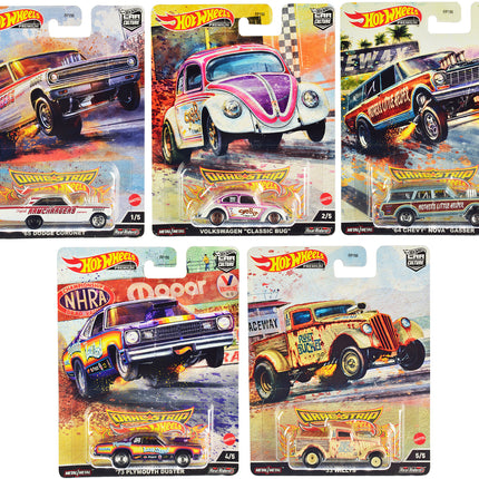 "Drag Strip" 5 piece Set "Car Culture" Series Diecast Model Cars by Hot Wheels