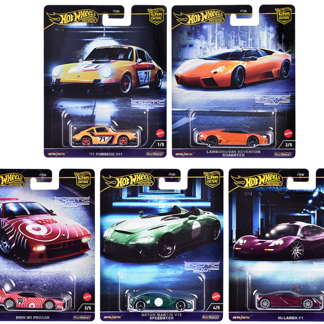 "Exotic Envy" 5 piece Set "Car Culture" 2024 Series G Diecast Model Cars by Hot Wheels