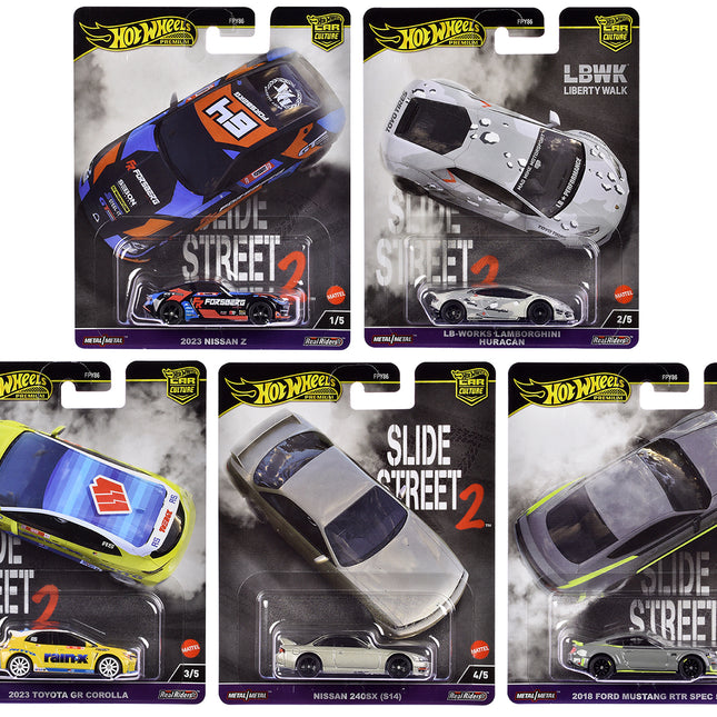 "Slide Street 2" 5 piece Set "Car Culture" 2024 Series H Diecast Model Cars by Hot Wheels