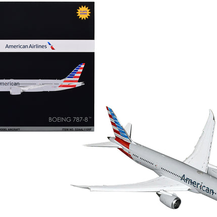 Boeing 787-8 Commercial Aircraft with Flaps Down "American Airlines" Gray with Tail Stripes "Gemini 200" Series 1/200 Diecast Model Airplane by GeminiJets