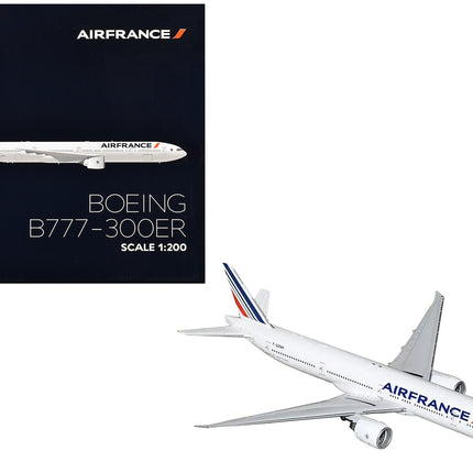 Boeing 777-300ER Commercial Aircraft with Flaps Down "Air France" (F-GZNH) White with Striped Tail "Gemini 200" Series 1/200 Diecast Model Airplane by GeminiJets